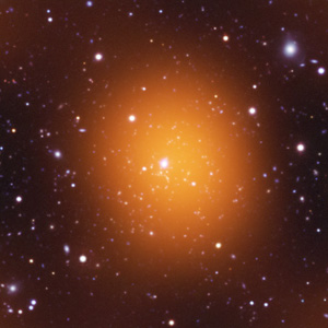 Microwave, optical and ultraviolet image of Phoenix Cluster.