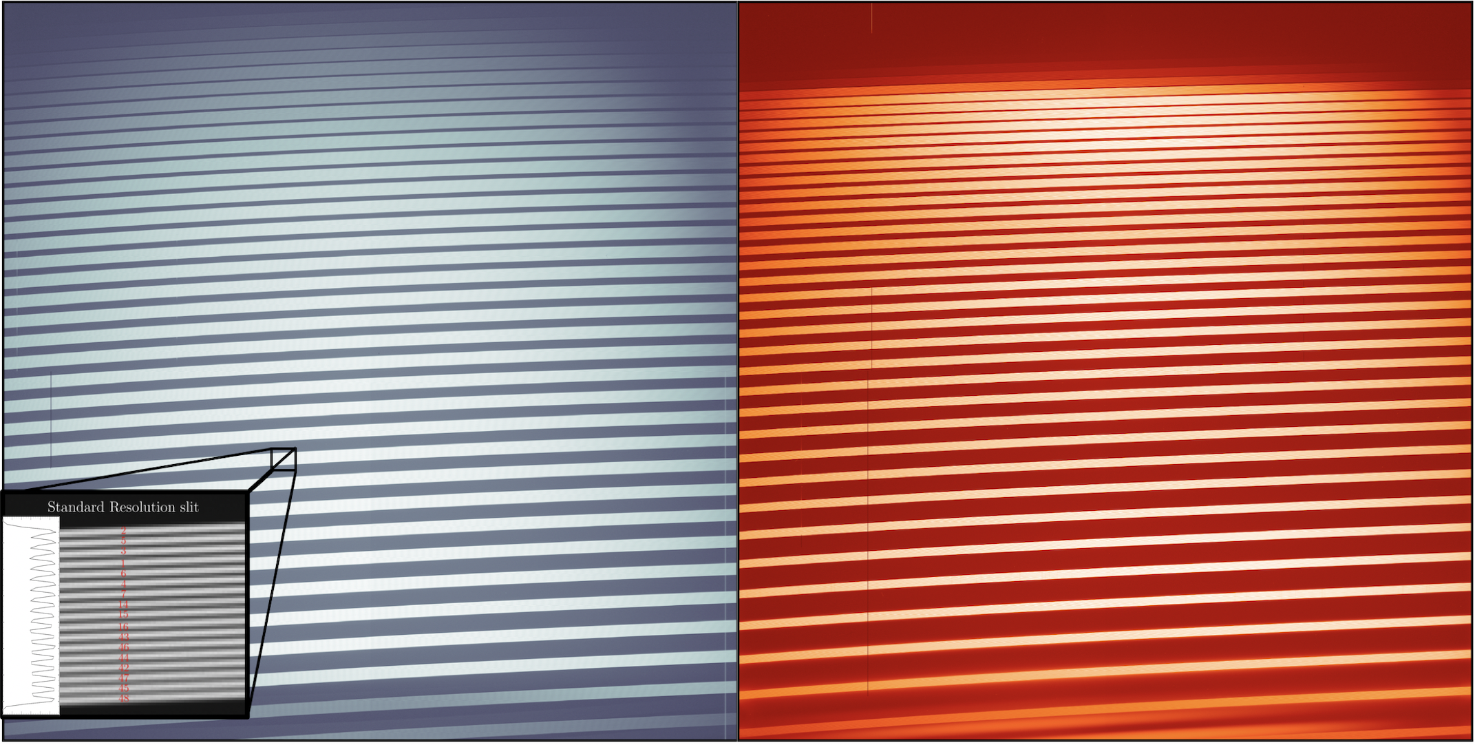 GHOST echellogram in both the blue (left) and red (right).