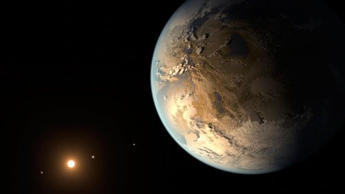 Concepto artístico de Kepler-186f desde el espacio.