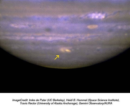 Jupiter mid-infrared composite image obtained with the Gemini North telescope