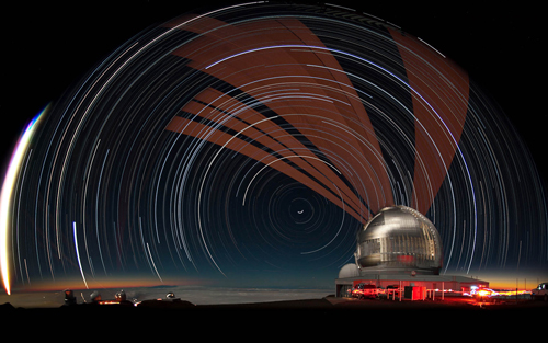 Laser and Star Trails over Gemini North