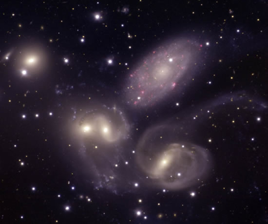 Stephan's Quintet as imaged by Gemini North with GMOS in early August 2004