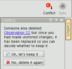 Conflict Message: Observation Deleted