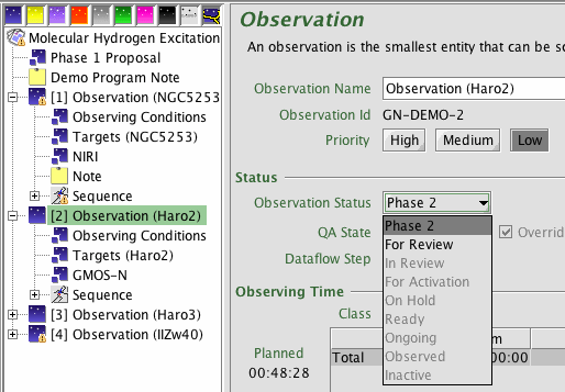 status menu